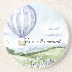 Lavender Stripes Balloon Floral Bridal Shower Coaster