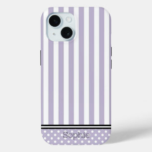 Lavender Stripes & Dots Custom Samsung iPhone 15 Case