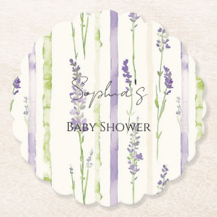 Lavender Stripes Floral Paper Coaster
