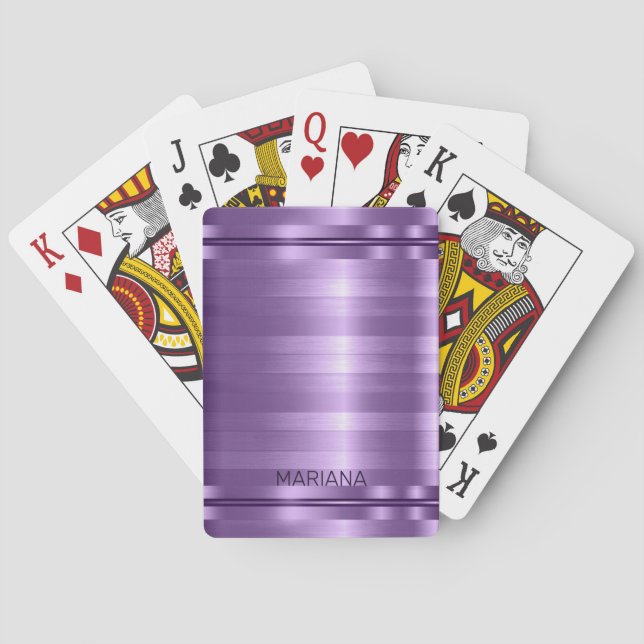 Lavender Stripes Pattern Playing Cards (Back)