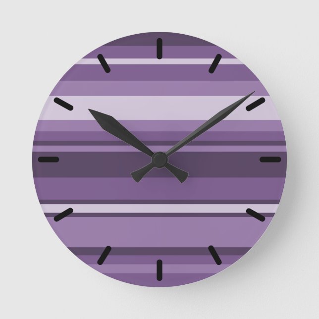 Lavender stripes round clock (Front)