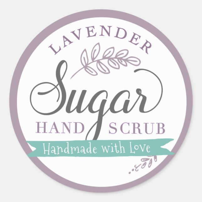 Lavender Sugar Scrub Labels Custom Mason Jar (Front)