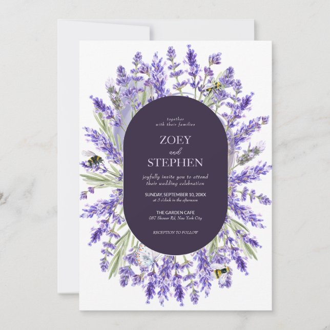 Lavender Suite | Elegant Floral Spring Wedding Invitation (Front)