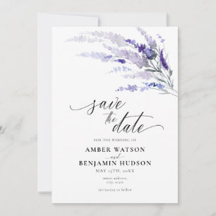 Lavender Summer Floral Lilac Purple Save The Date Invitation