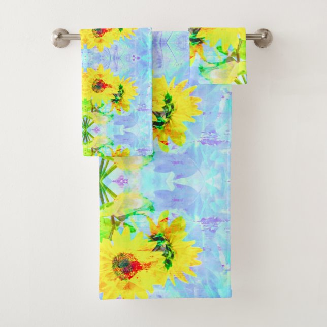 Lavender Sunflowers Bath Towel Set (Insitu)
