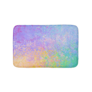 Lavender Sunrise Pastel Neon Alcohol Ink Abstract Bath Mat