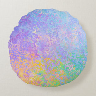 Lavender Sunrise Pastel Neon Alcohol Ink Abstract Round Cushion
