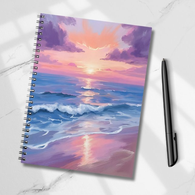 Lavender Sunset Purple Beach Ocean Watercolor Notebook (Creator Uploaded)