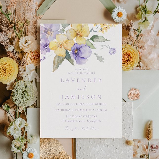 Lavender & Sunshine Floral Summer Wedding Invitation (Creator Uploaded)