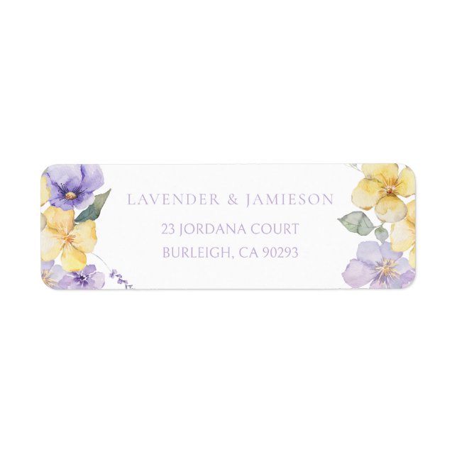 Lavender & Sunshine Floral Wedding Return Address (Front)