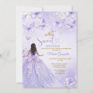 Lavender Sweet 16 Invitation with Butterflies