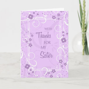 Lavender Swirls Sister Thank You Bridesmaid Card