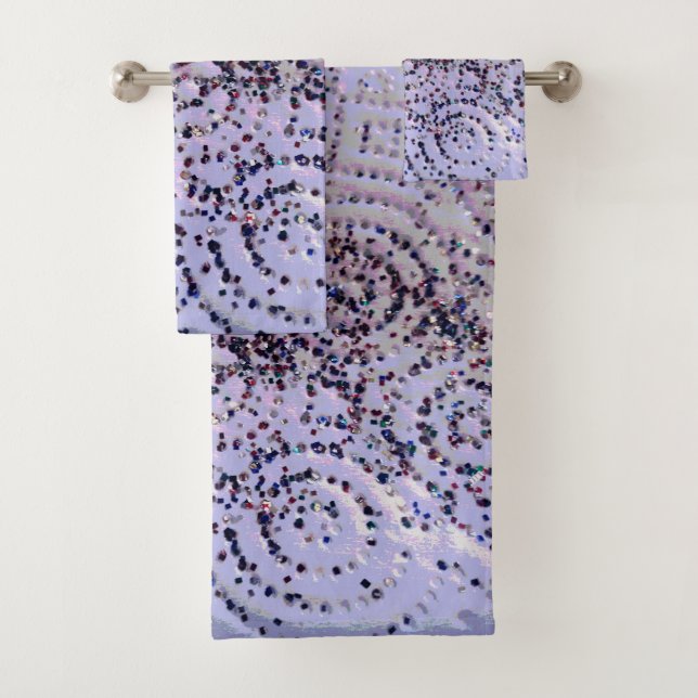 Lavender Swirly Confetti  Bath Towel Set (Insitu)