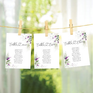 Lavender Table Number 3 Seating Chart Cards