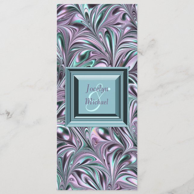 Lavender Teal Blue Wedding Program Programme (Front)