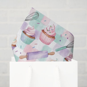Lavender Teal Cupcake Whimsical Baking Tissue Paper