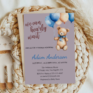 Lavender Teddy Bear Baby Shower Invitation