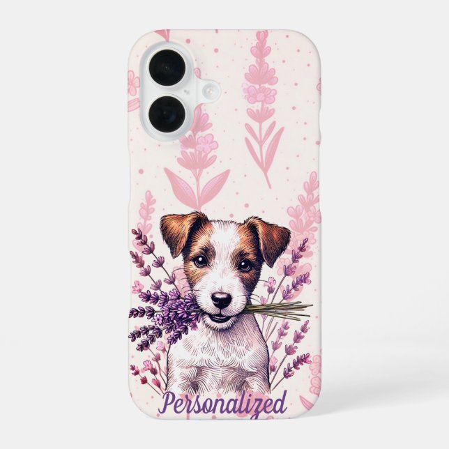 Lavender Terrier Love iPhone 16 Case (Back)