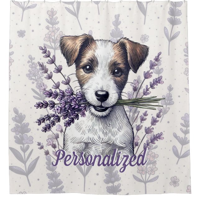 Lavender Terrier Love Shower Curtain (Front)