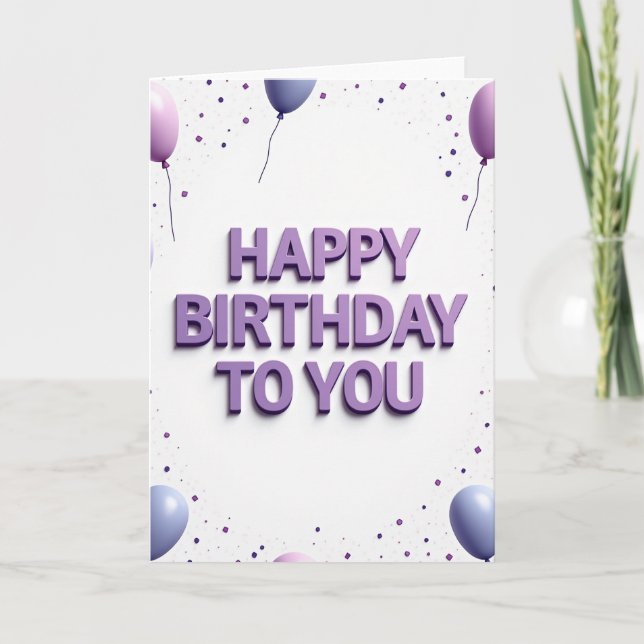 Lavender Text Birthday Card (Front)
