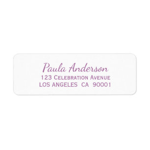 Lavender Text Wedding Return Address Label
