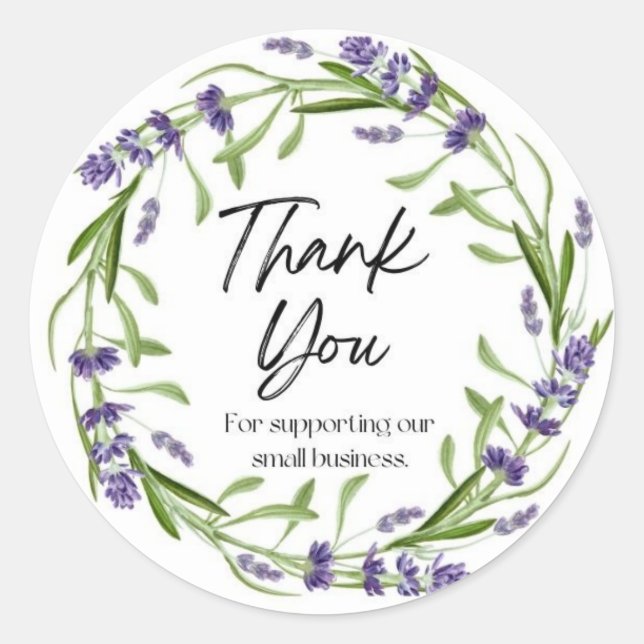 Lavender Thank You Classic Round Sticker (Front)
