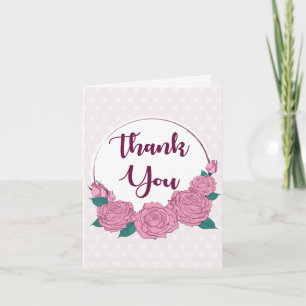 Lavender Thank You Purple Pink Rose Flower Hearts Card