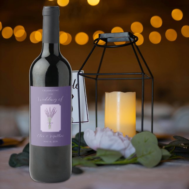 Lavender Thank You Wedding Wine Label (Creator Uploaded)