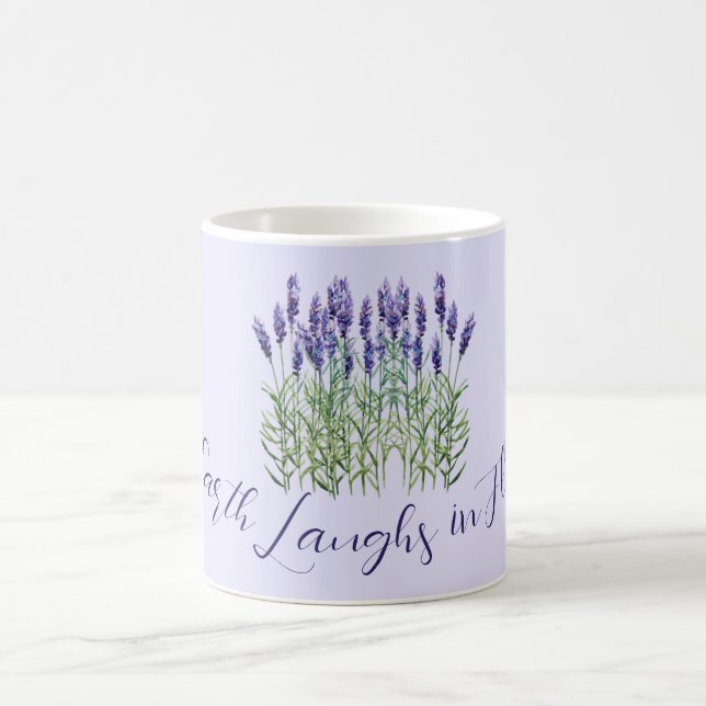 Lavender, The earth laughs in flowers Coffee Mug (Center)
