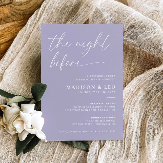 Lavender The Night Before Rehearsal Dinner Invitation (Creator Uploaded)