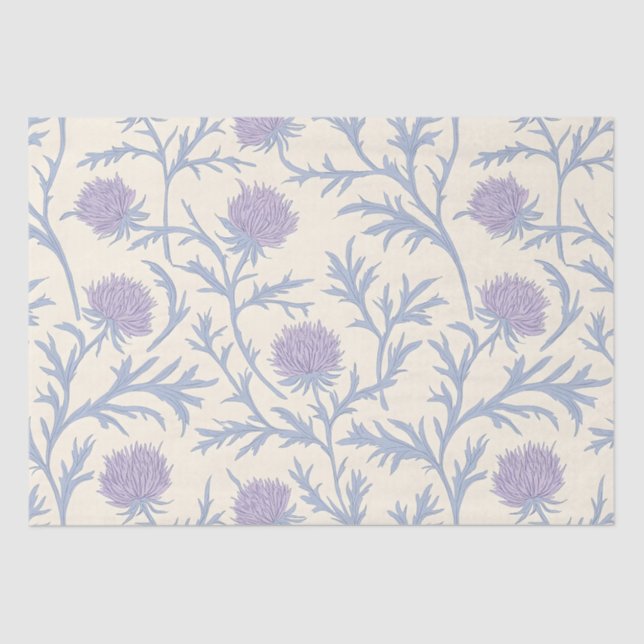 Lavender Thistle Floral Flower Pattern Tissue Paper (Front)