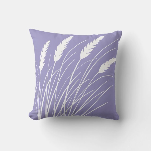 lavender throw pillow with beach grass design (Front)