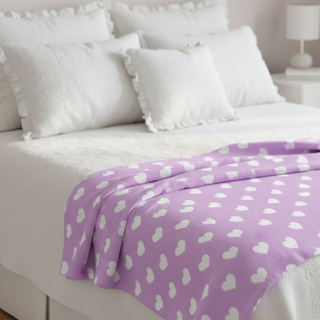 Lavender Tiny Hearts Fleece Blanket (Creator Uploaded)