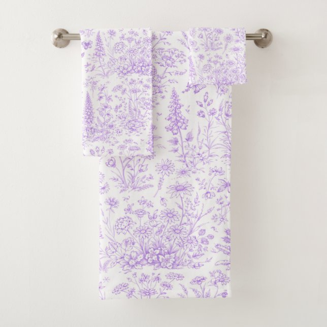 Lavender Toile Bath Towel Set (Insitu)