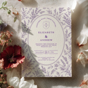 Lavender Toile Wedding Invitation