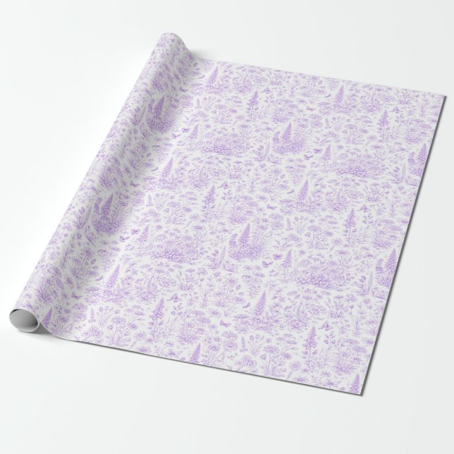 Lavender Toile Wrapping Paper (Unrolled)