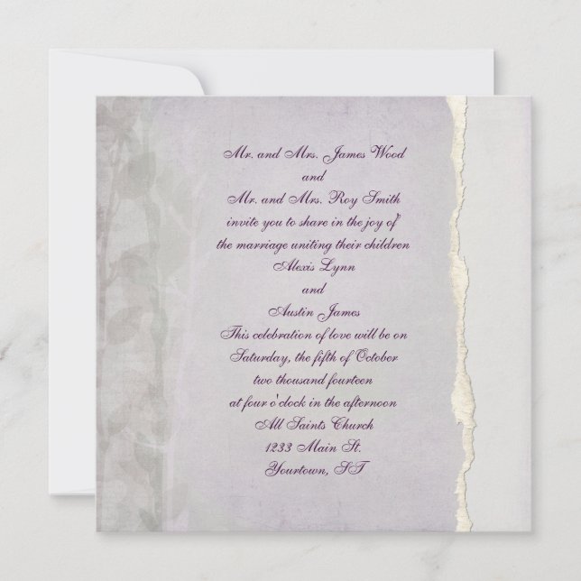 Lavender Torn Edge Invitation (Front)