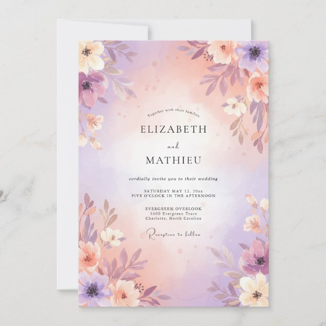 Lavender Tranquil Meadow Wedding Invitation (Front)