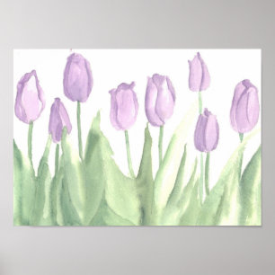 Lavender Tulip Flower Garden Spring Watercolor Poster