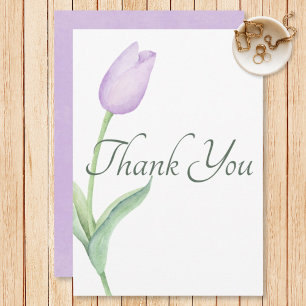 Lavender Tulip Solo Purple Modern Wedding Thank You Card