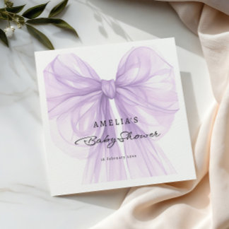 Lavender Tulle Bow Elegant Baby Shower Napkin
