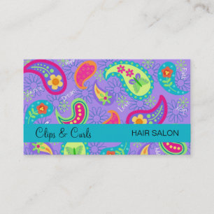 Lavender Turquoise Blue Modern Paisley Pattern Business Card