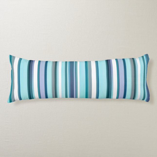 Lavender Turquoise Watercolor Stripes Body Cushion (Front)