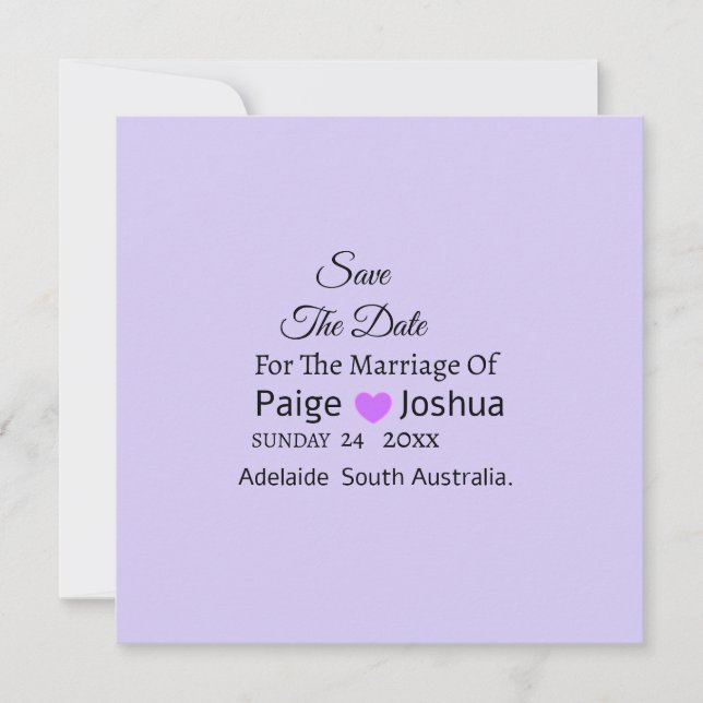 Lavender Twist Modern Typography Wedding  Invitation (Front)