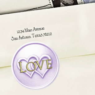 Lavender Two Hearts Intertwined Wedding Classic Round Sticker