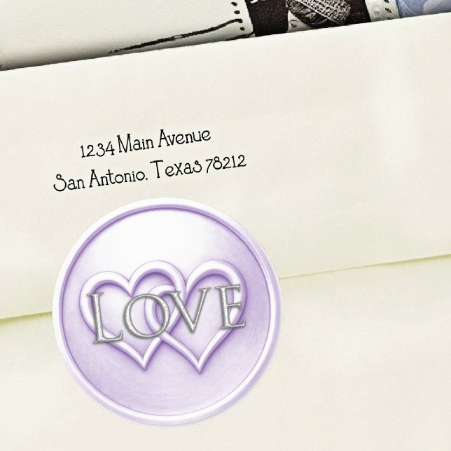 Lavender Two Hearts Intertwined Wedding Classic Round Sticker (Creator Uploaded)