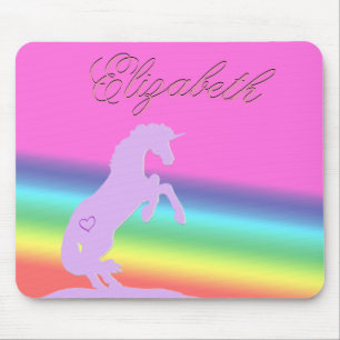 Lavender Unicorn Silhouette (rainbow/customise) Mouse Pad