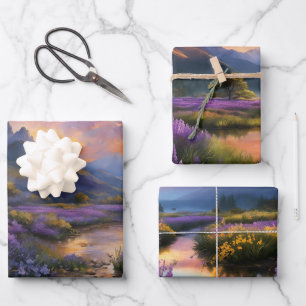 Lavender Valley at Dawn Wrapping Paper Sheet