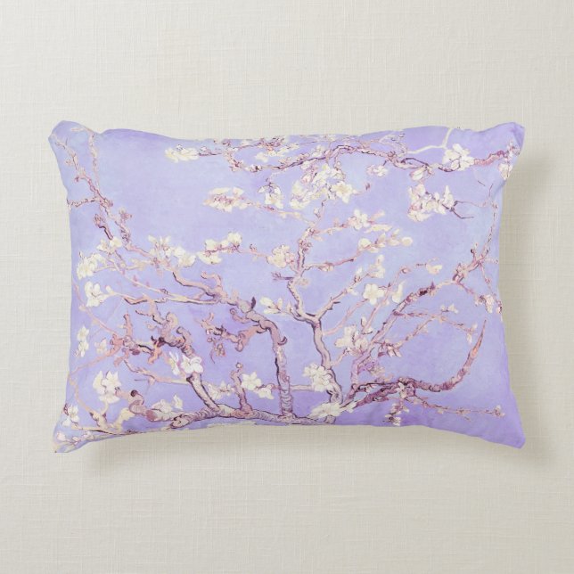 Lavender Van Gogh Almond Blossoms Decorative Cushion (Front)