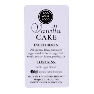 Lavender Vanilla Cake Cottage Ingredient Label